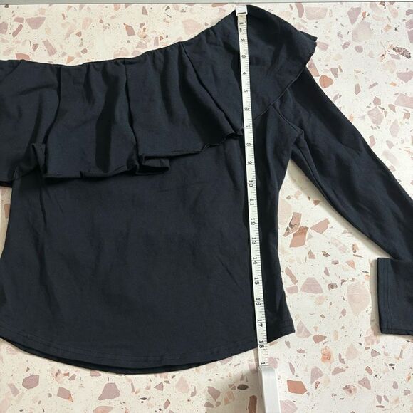 Free people everything always black long sleeve ruffle top black size large new - Picture 7 of 9